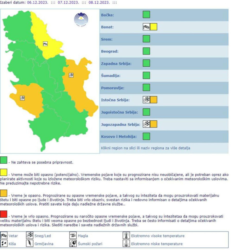 Na snazi je narandžasti meteo-alarm! Padaće ledena kiša, ali će bar košava da utihne