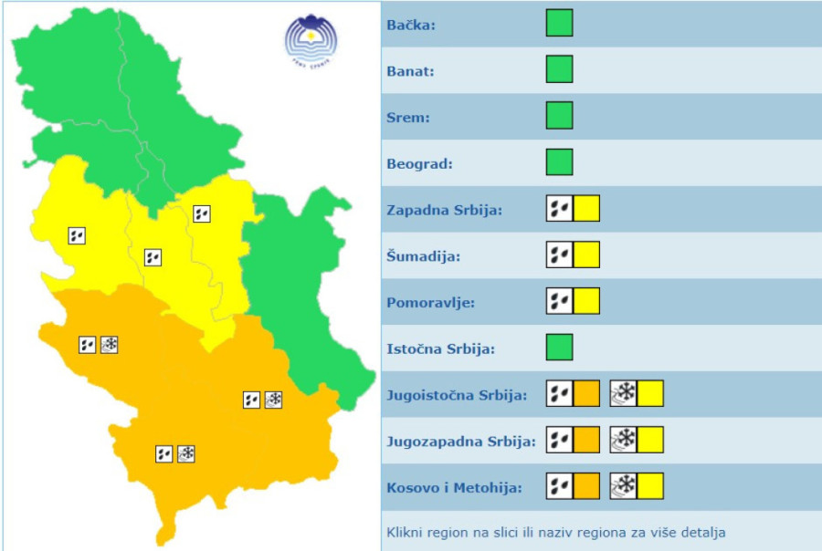 Stiže zahlađenje praćeno kišom i snegom: Najnovije upozorenje RHMZ