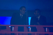 Predsednik Vučić i Haldun al Mubarak zajedno gledali meč Crvene zvezde i Mančester Sitija (VIDEO)