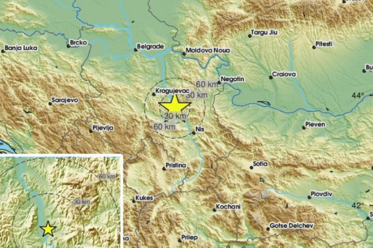 Jači zemljotres pogodio Srbiju: Treslo se u blizini Varvarina, ali i kod Štrpca
