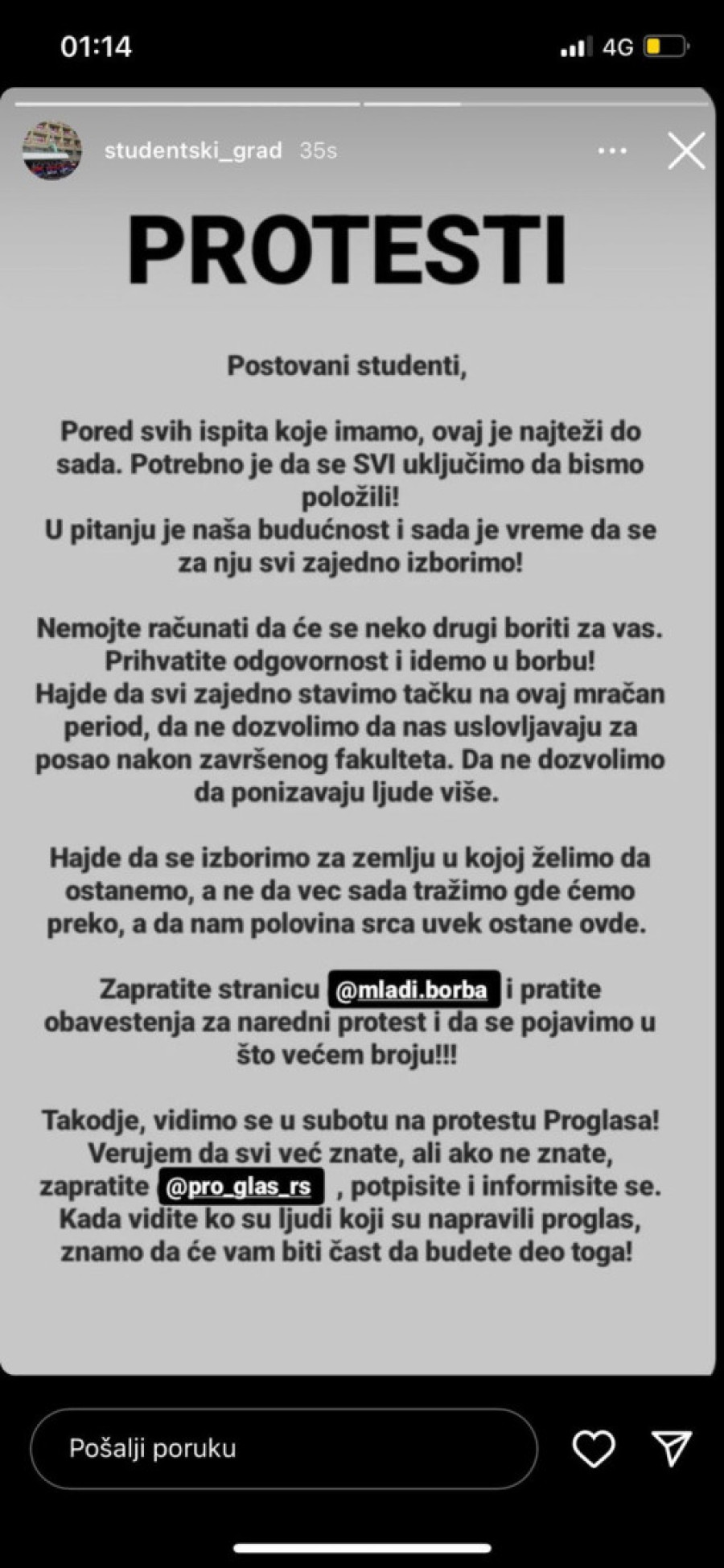 Đilasovci ne biraju sredstva: Preko lažne Instagram stranice pozivaju studente na divljaštvo i rušenje (FOTO)