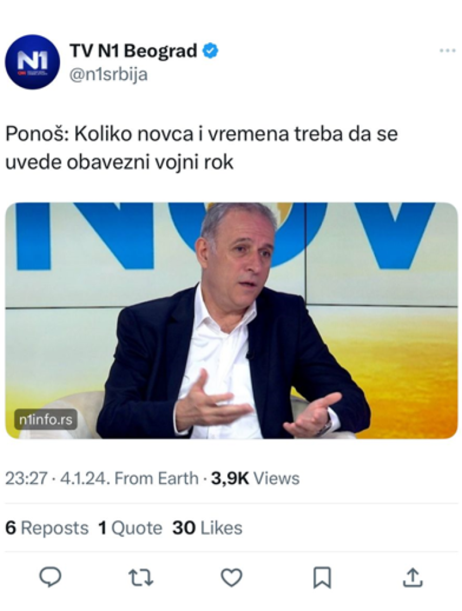Ponoš, koji je topio tenkove i ima rezervnu državu, sada se javlja protiv snaženja srpske vojske! (FOTO)