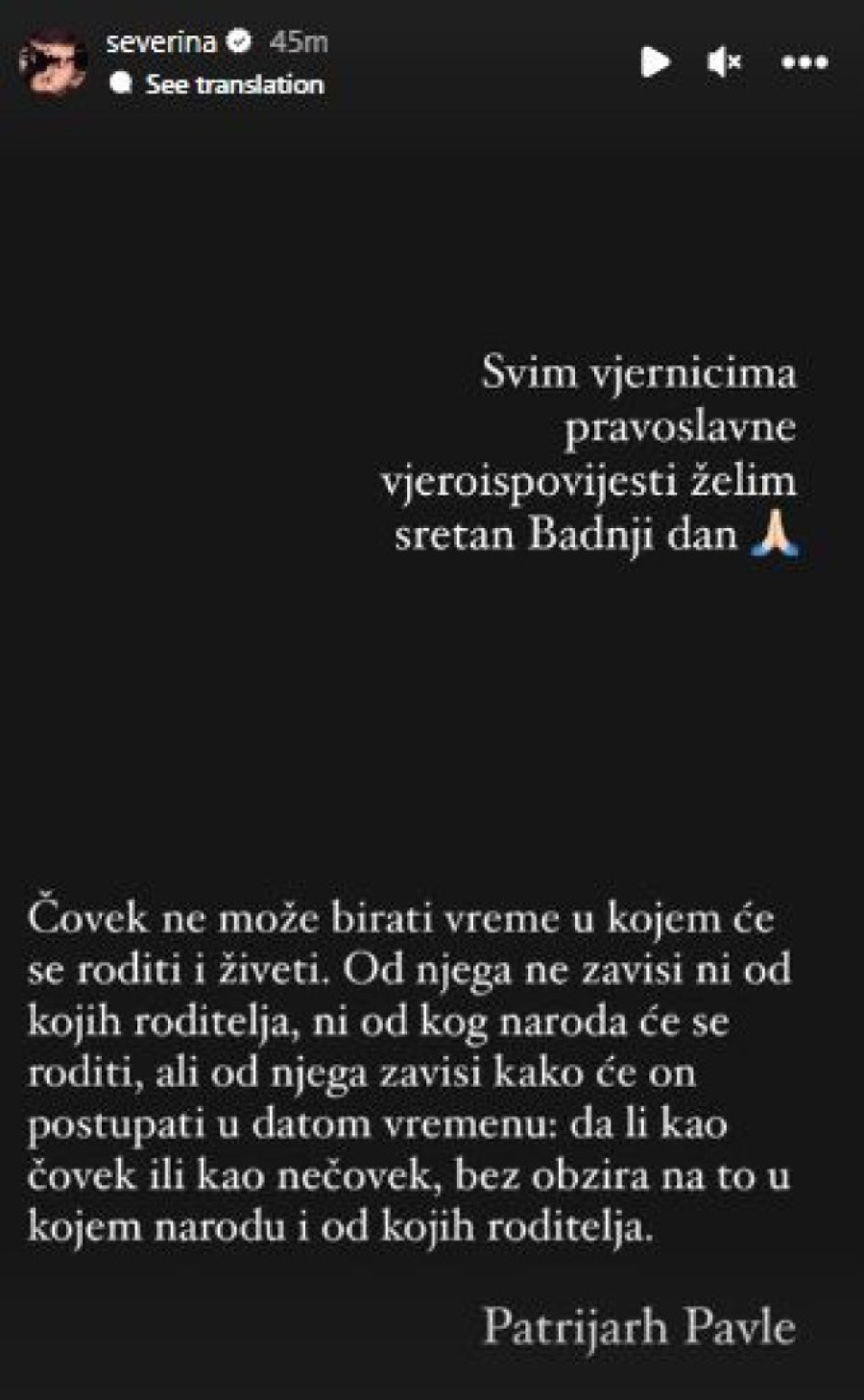 „Čovek ne može da bira..." Ovo je Severinina čestitka za Badnji dan! (FOTO)