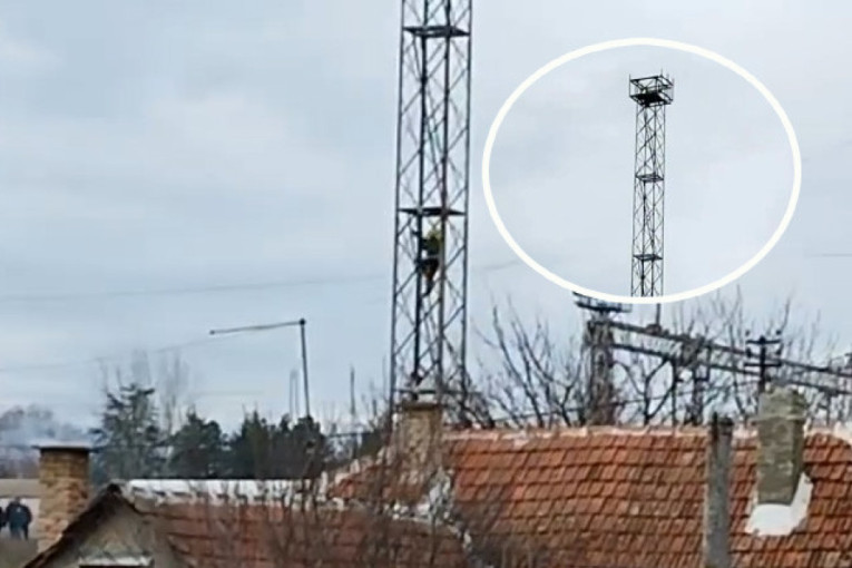 Kraj drame u Pančevu: Pregovarači ubedili čoveka da siđe sa tornja (VIDEO)