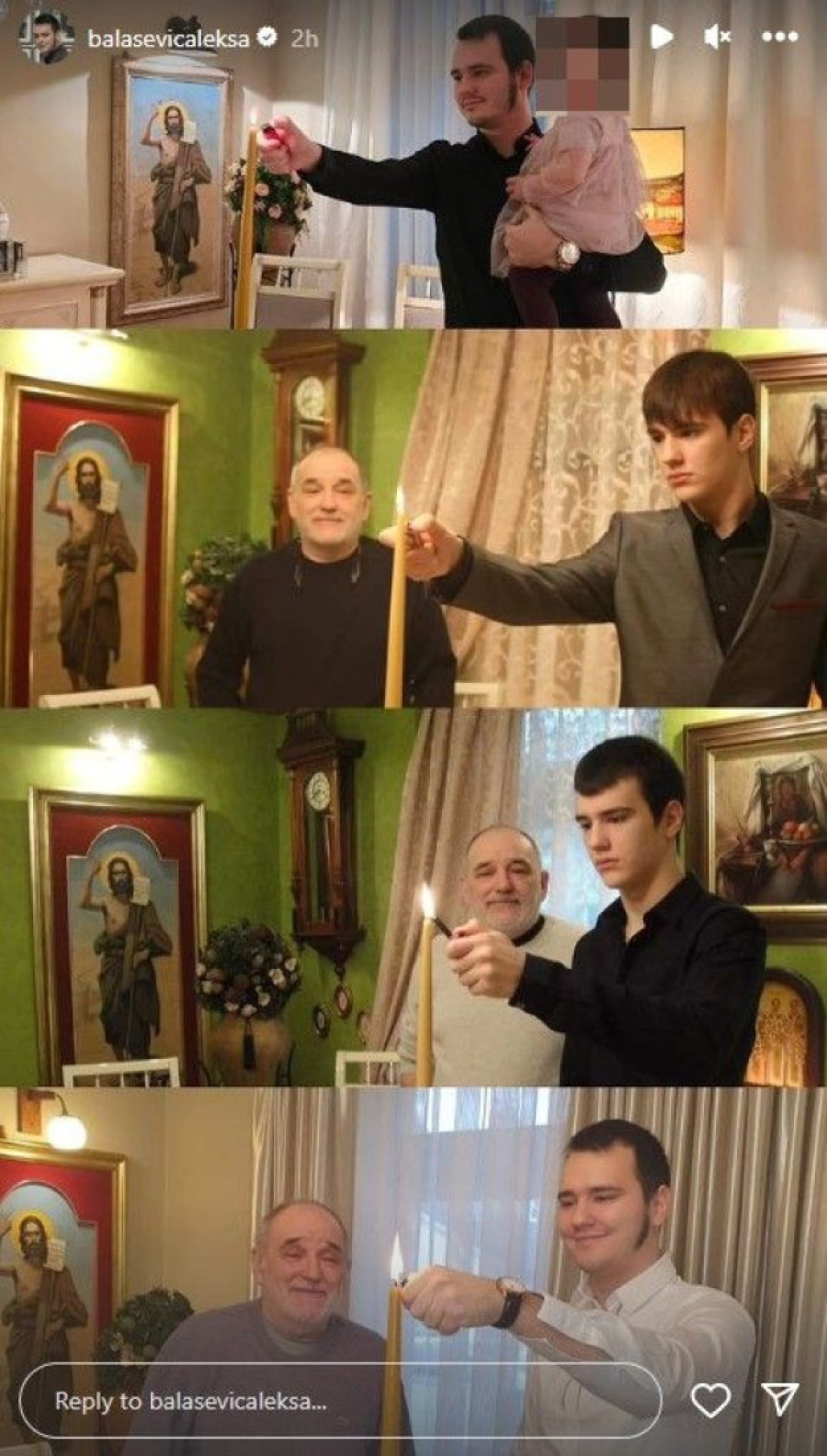 Balaševići slave Svetog Jovana: Aleksa posle smrti oca nastavio da neguje tradiciju, ćerkica oduševljena (FOTO)