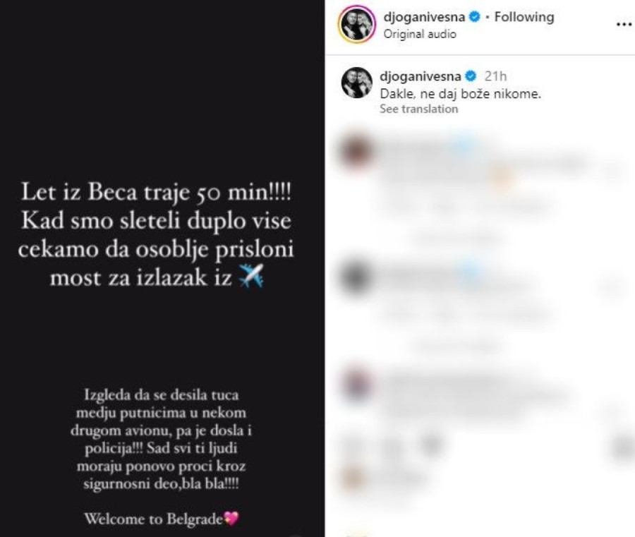 Vesna Đogani sa Đoletom zaglavila na aerodromu zbog tuče putnika u avionu? I policija morala da reaguje! (FOTO)