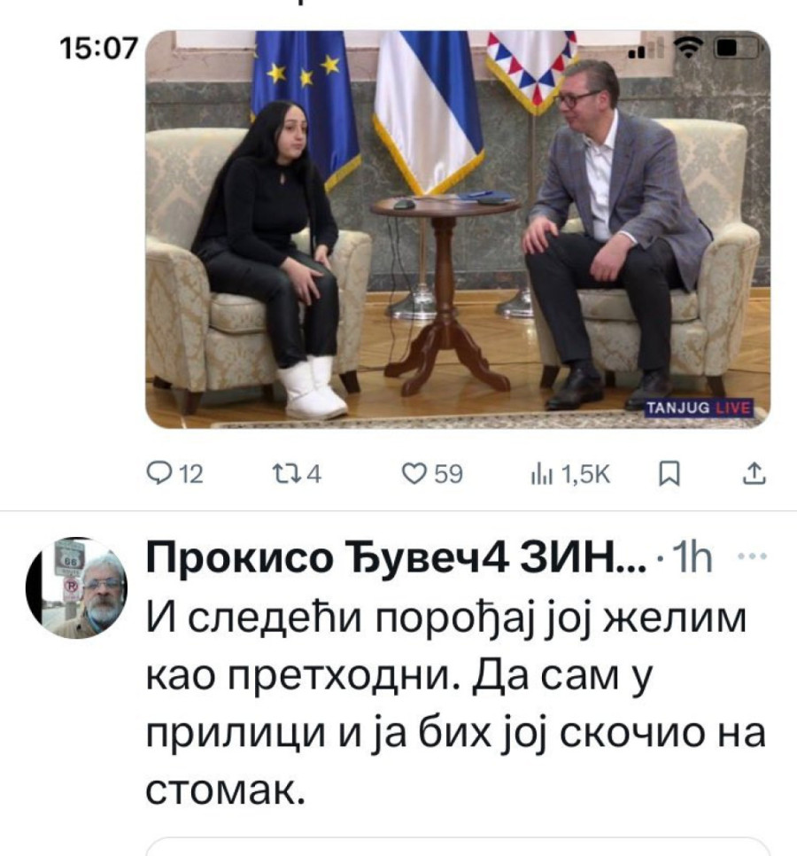 "Skočio bih joj na stomak, nadam se da više neće imati dece": Opozicija šalje morbidne poruke trudnici Marici posle sastanka sa predsednikom