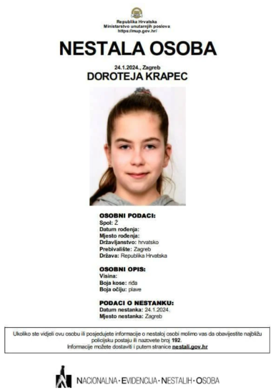 Šta se ovo dešava u Hrvatskoj? Nestala tinejdžerka Doroteja - treća devojčica u poslednja dva dana