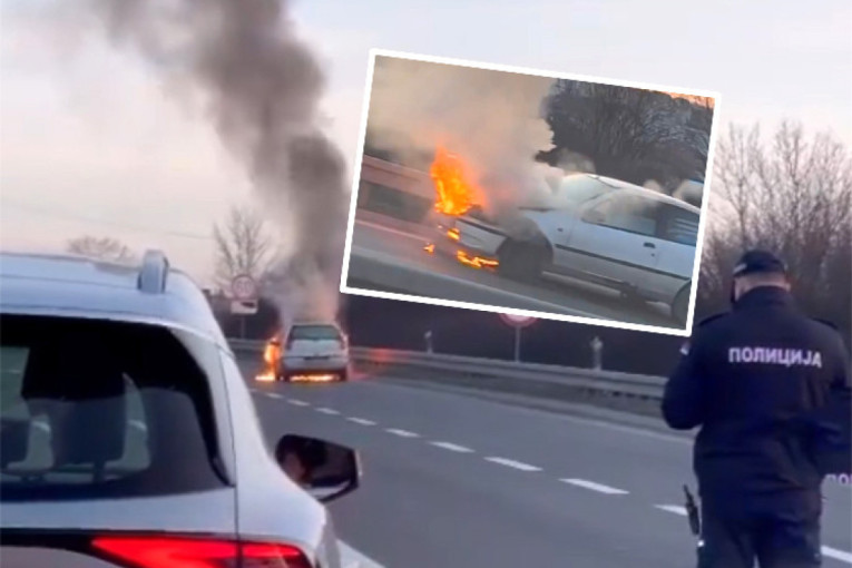 Buktinja na auto-putu: Vatrena stihija "guta" automobil! (FOTO/VIDEO)