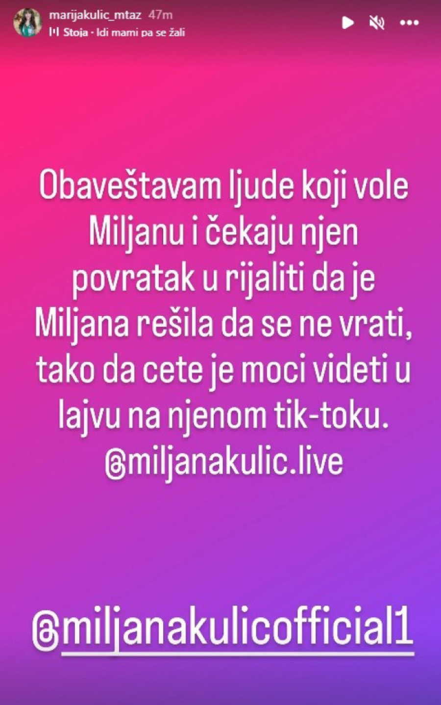 Miljana Kulić najavljivala povratak u "Elitu", pa se predomislila: Njena majka otkrila sve