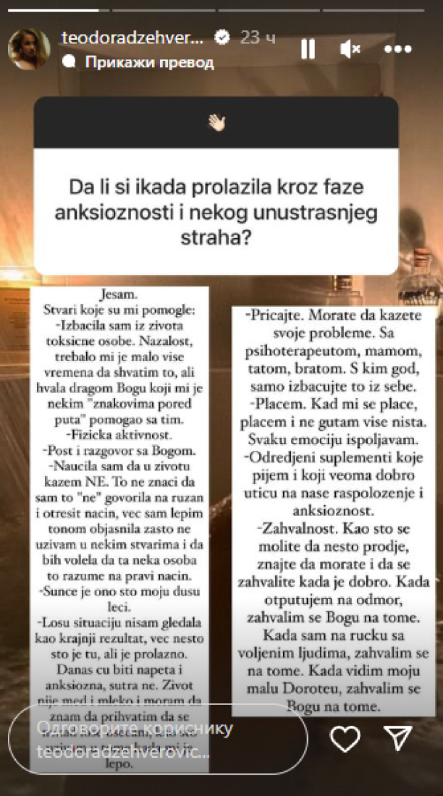 Teodora Džehverović se borila protiv anksioznosti: Pevačica otkrila šta joj je pomoglo, pa podelila savete (FOTO)