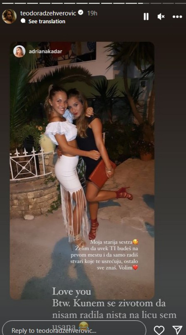 Teodora Džehverović podelila fotografiju iz prošlosti, pa se dotakla estetskih korekcija: Kunem se životom...