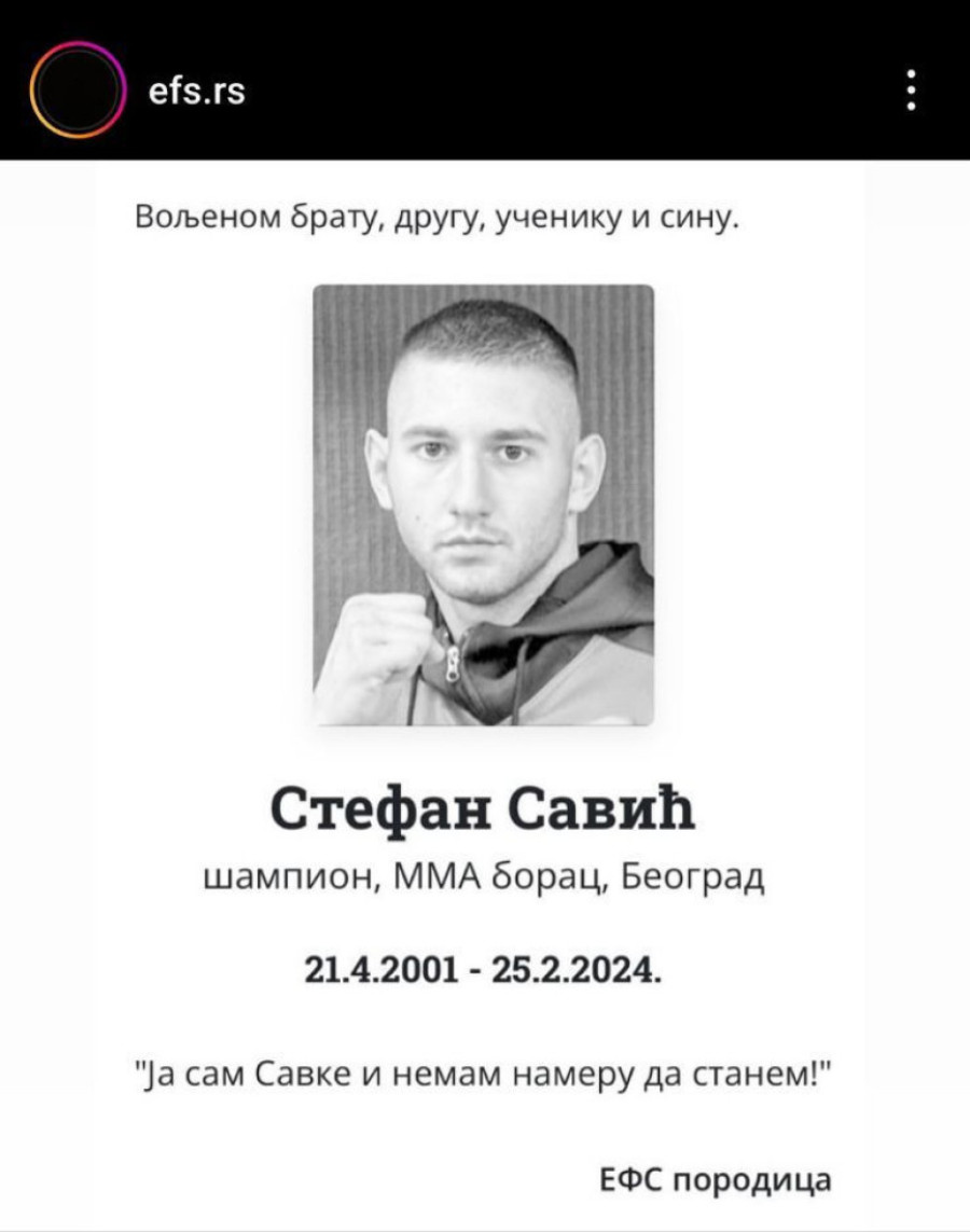 Brutalno ubistvo i dalje potresa Srbiju: Osvanule snažne reči o MMA borcu (FOTO)