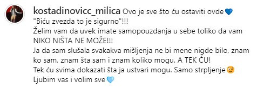 Milica Kostadinović se ne smiruje: Da sam slušala svakakva mišljenja, ne bi mene nigde bilo! (FOTO)
