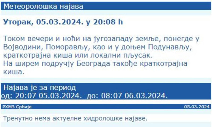 Pljusak se sručio na prestonicu, zagrmelo u Beogradu: RHMZ najavio pogoršanje vremena!