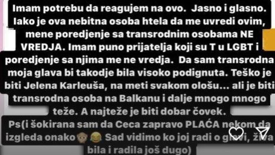 Karleuša odgovorila Cecinoj saradnici, pa oplela po rivalki: "Šokirana sam da ona plaća nekom da onako izgleda!"