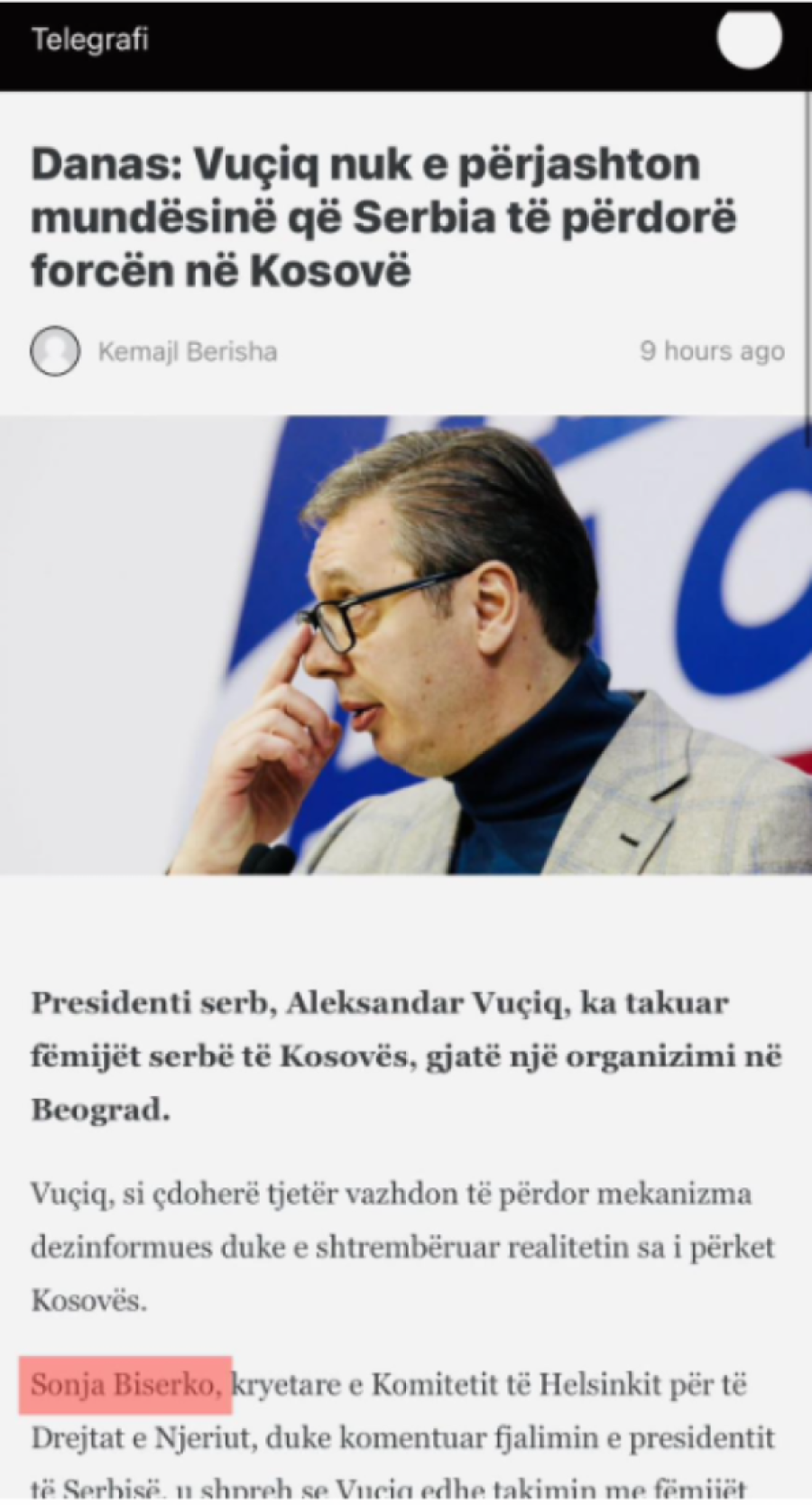 Šolakovi i Kurtijevi mediji u koordinisanom napadu na Vučića, preko Sonje Biserko (FOTO)
