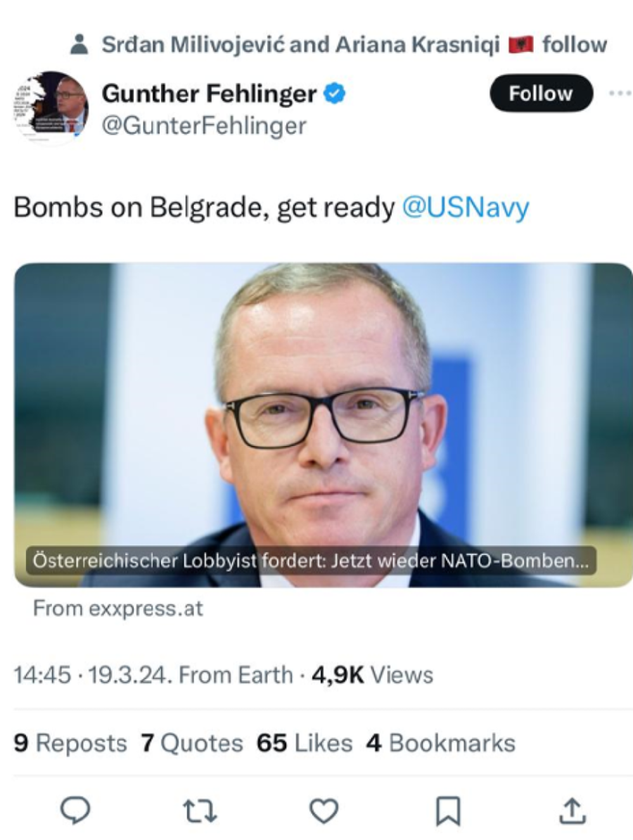 Đilasov pajtos uputio zahtev NATO alijansi: Bombardujte Beograd!