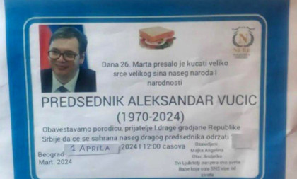 NATO opozicija poziva na smrt predsednika Srbije: U Mladenovcu postavili Vučićevu umrlicu! (FOTO)
