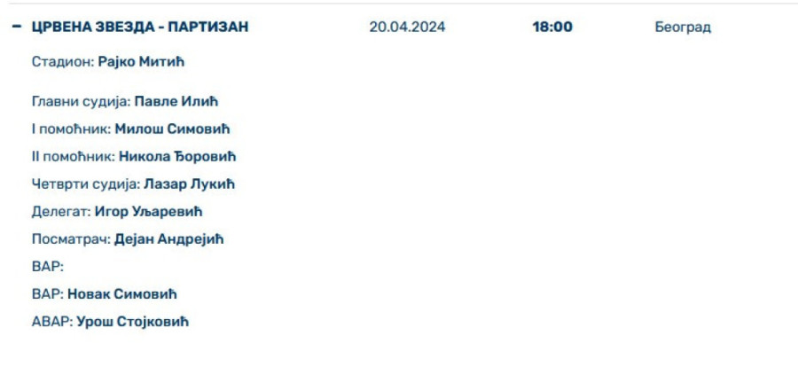Poznato ko sudi derbi Zvezde i Partizana! "Večiti rivali" su ga već upoznali!