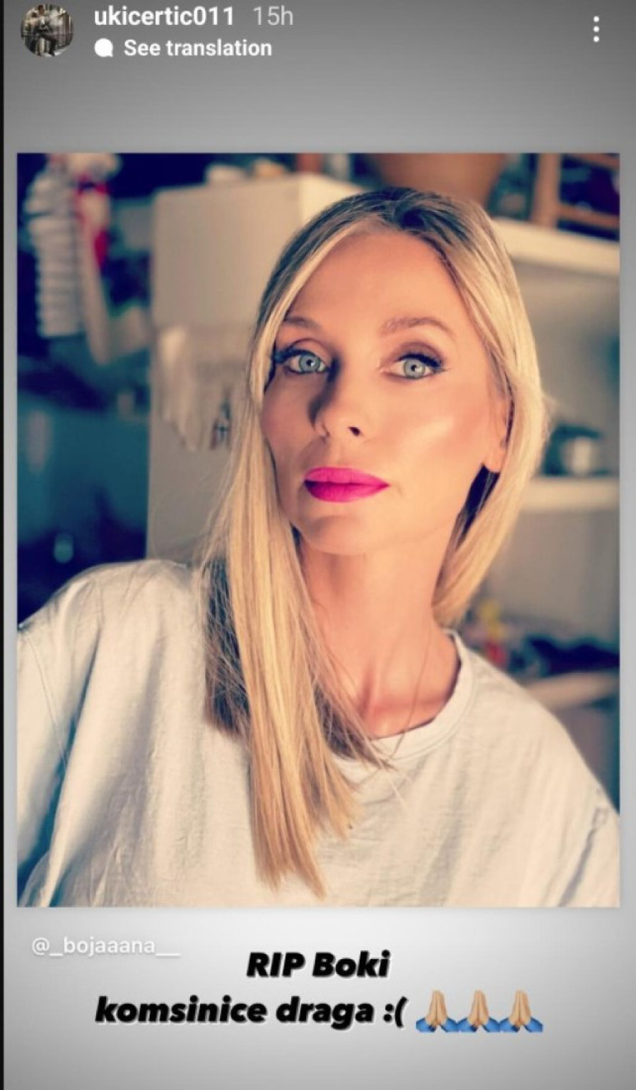 "Komšinice draga": Ovaj poznati muškarac se oprostio od Bojane Janković, srce mu je puno tuge