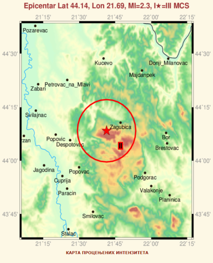 Zemljotres pogodio Srbiju