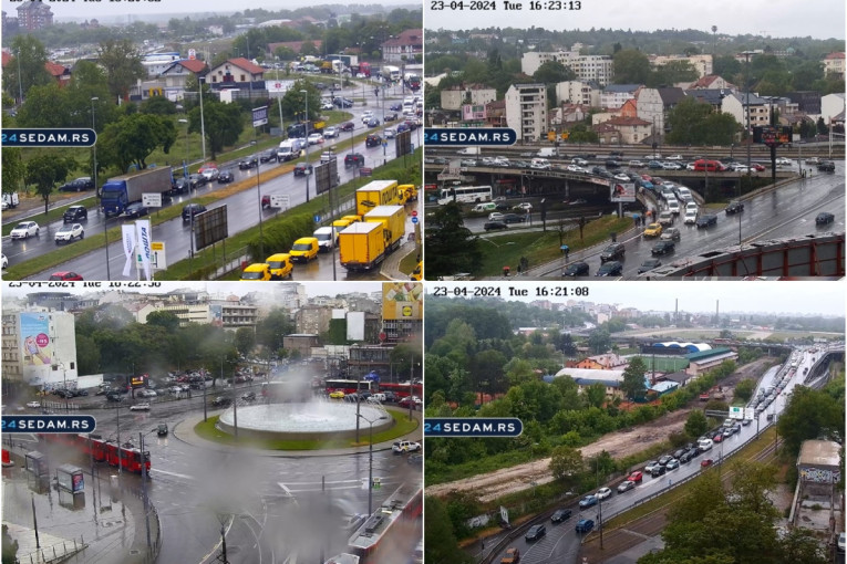 Kiša napravila totalni kolaps u Beogradu: Pogledajte na kamerama 24sedam uživo koji delovi grada su zakrčeni (FOTO)