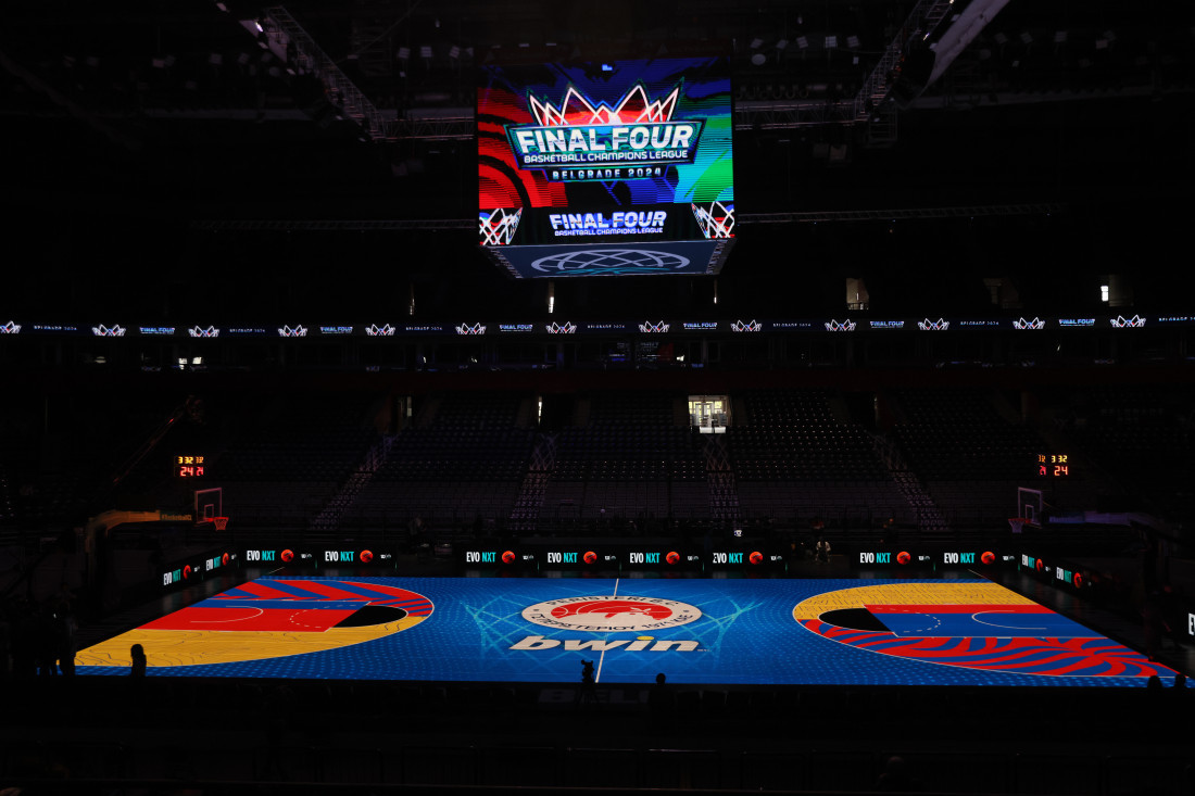 Spektakularni LED teren dočekao košarkaše u Beogradskoj areni! Sve je spremno za borbe na F4 Lige šampiona!
