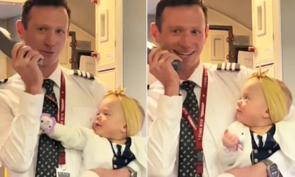 Pilot predstavio svoju bebu na njenom prvom letu sa njim, pa rastopio srca putnika, ali i 13 miliona ljudi na TikToku (VIDEO)