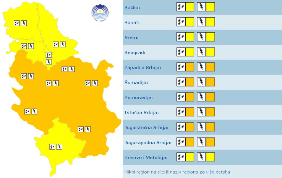 Upozorenje RHMZ na snazi: Upaljen meteo-alarm, nepogode praćene gradom pogodiće ove delove Srbije