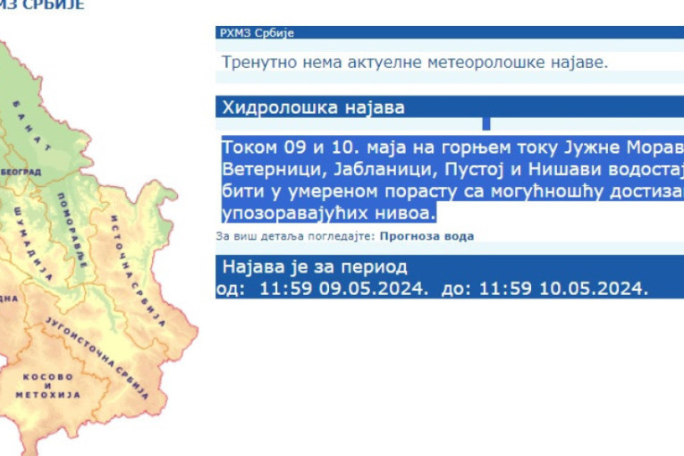 RHMZ upozorava na porast vodostaja nekoliko reka!