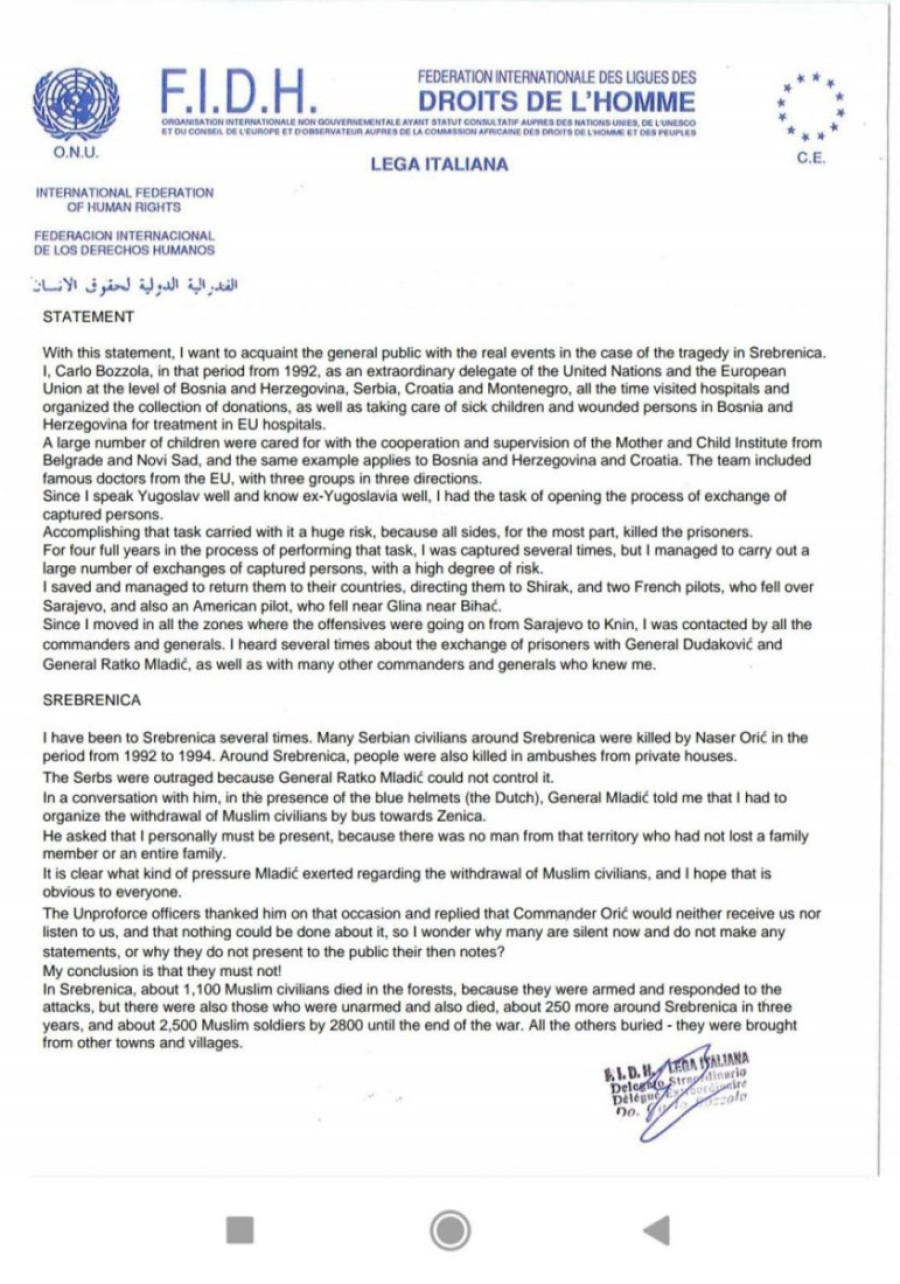 ISPRAVKA: Bozola: Dodik samo želi da se poštuje Dejtonski sporazum