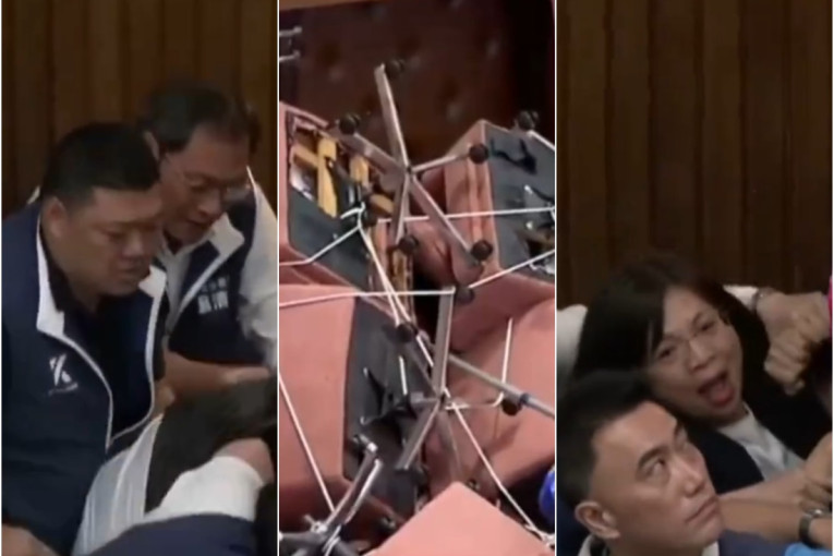 Haos u parlamentu Tajvana: Bilans tuče - potres mozga, prelom repne kosti i nagnječena rebra (VIDEO)