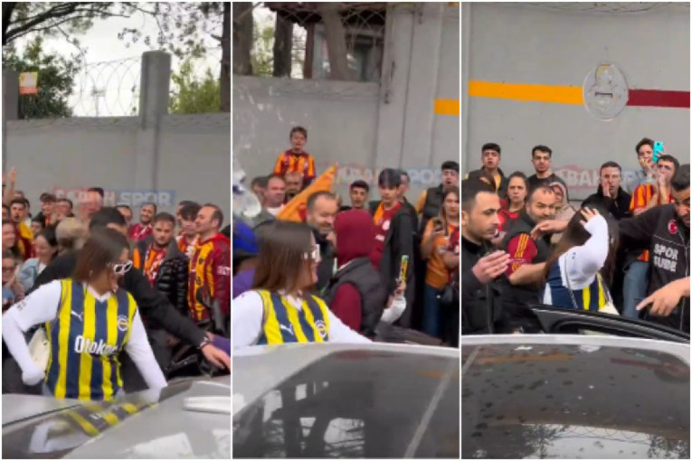 Fenerova navijačica još je i "dobro" prošla! Pogođena u glavu kada je prošla kroz masu Galatinih fanova (VIDEO)