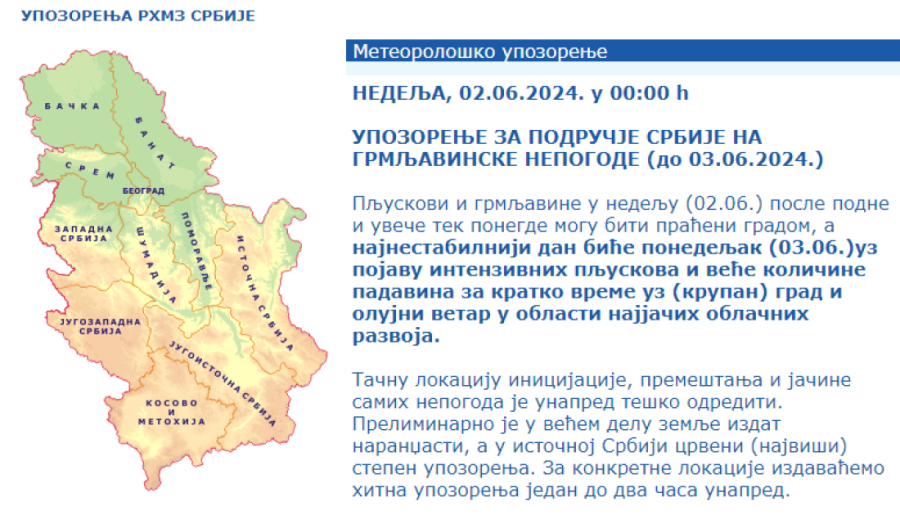 Srbija na udaru jakog nevremena! Na snazi je najviši stepen upozorenja, najkritičnije je u ovim delovima zemlje
