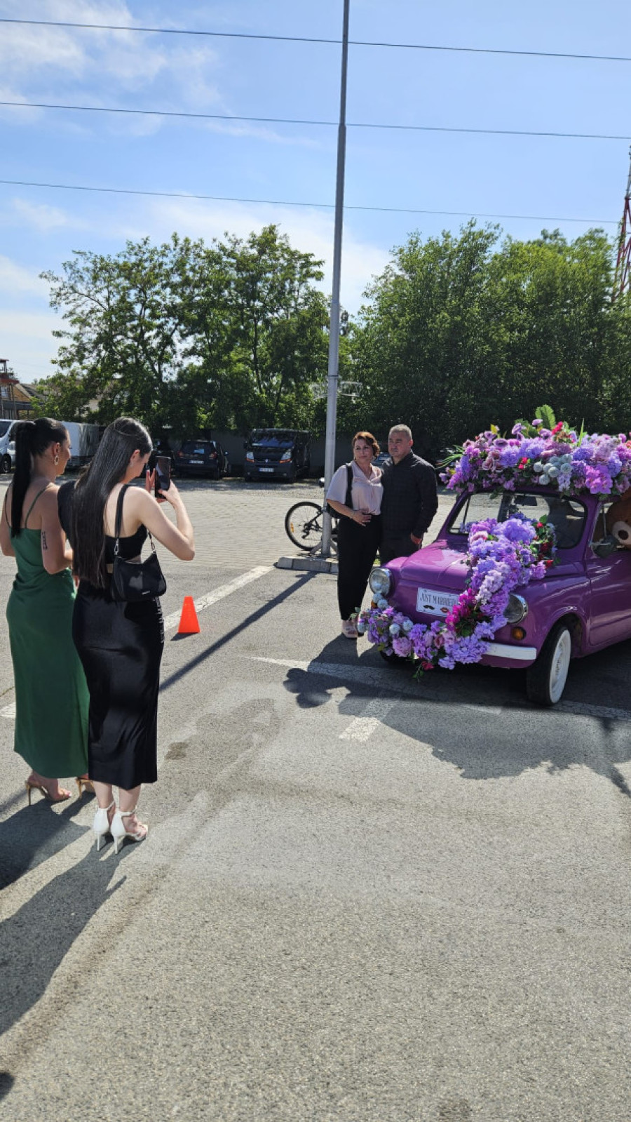 Prelepa slika iz Novog Sada: Ljubičasti fića okićen sa 1.000 ruža – svi žele da se slikaju pored njega (FOTO)