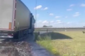 Incident kod Požarevca: Nepoznata tečnost curi iz kamiona! (VIDEO)