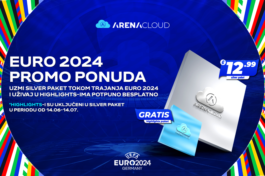 Specijalna ponuda ARENA CLOUD-a za Euro 2024: Besplatni Highlighti sa svake utakmice u silver paketu