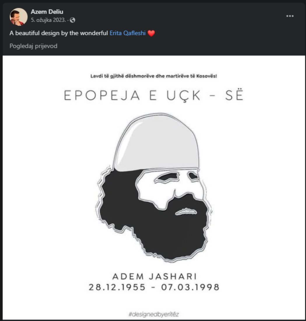 Sramno! Jedan od "umetnika" koji dolazi na festival "Mirdita" divi se teroristi Jašariju i OVK koji su klali srpsku decu (FOTO)