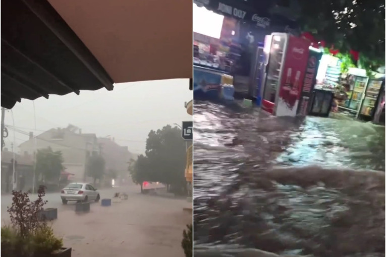 Apokaliptične scene u Bujanovcu: Kiša napravila haos, ulice su potpuno poplavljene, vozila jedva prolaze! (VIDEO)