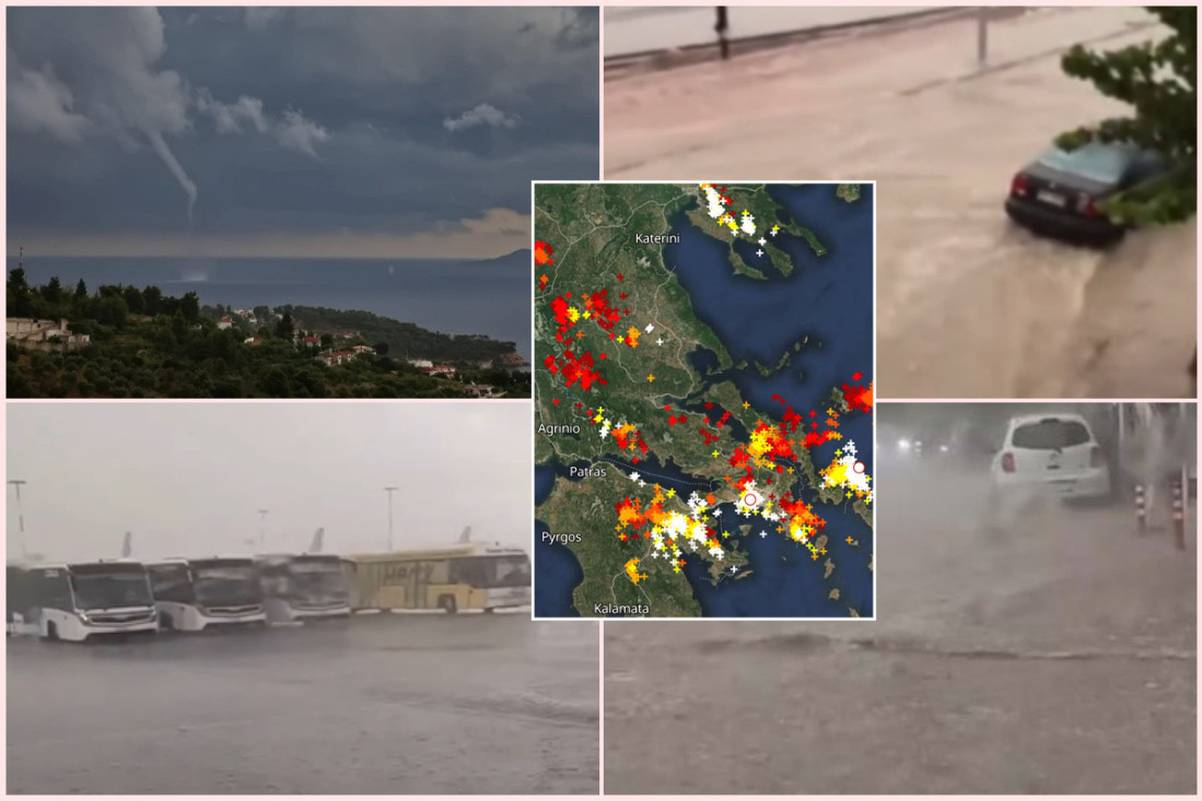 Pijavica u Sartiju, automobili plutaju u Korintu! U Grčkoj za dva sata zabeleženo 400 udara gromova (FOTO)