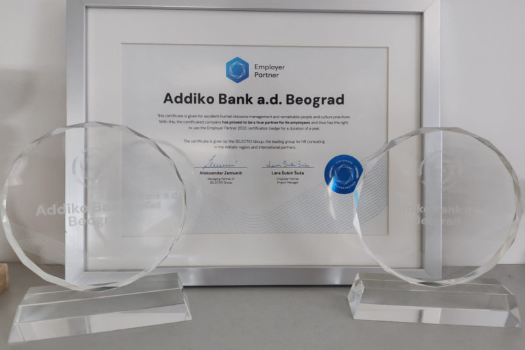 Addiko Bank Beograd peti put ponosni vlasnik Poslodavac Partner sertifikata