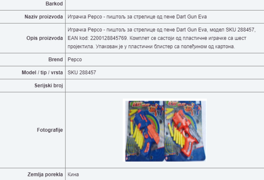 Povučen još jedan proizvod iz Pepka koji se tiče dece