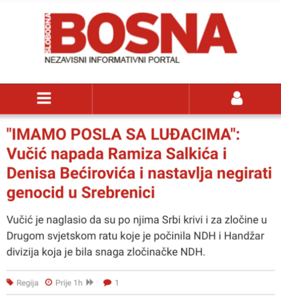 Zlotvori iz Slobodne Bosne očajni! Vučić ni po koju cenu neće dozvoliti da se Srbi proglase za genocidni narod