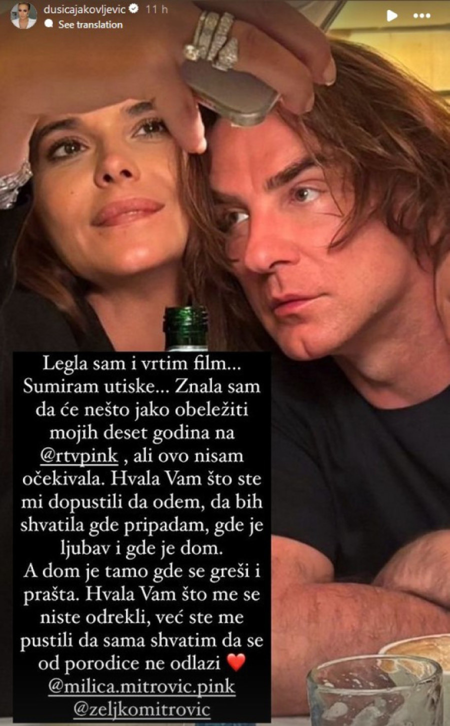 Dušica Jakovljević se javno obratila Milici i Željku Mitroviću: Hvala što ste me pustili da sama shvatim da se od porodice ne odlazi