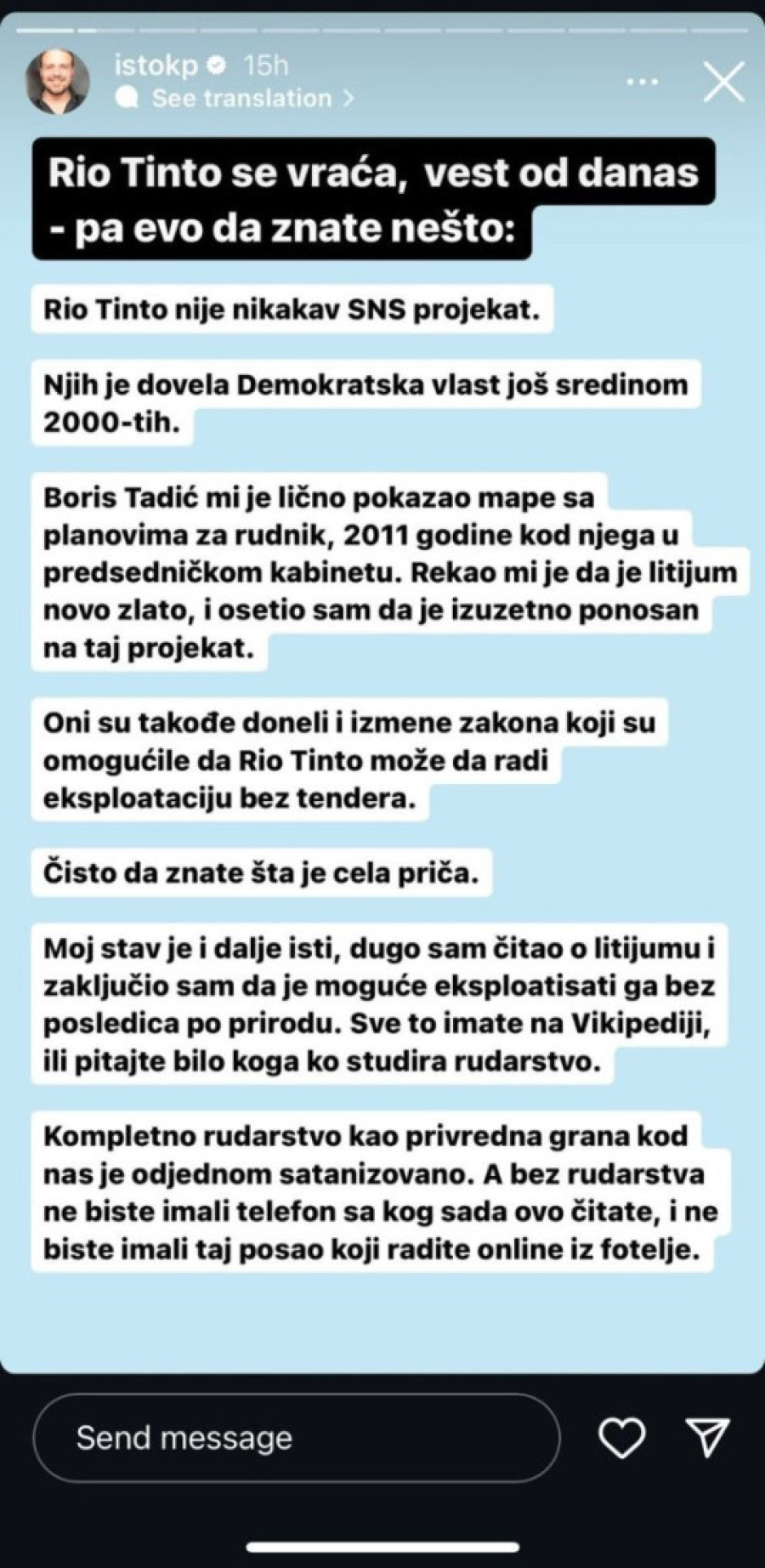 Tadić mi pokazao mape sa planovima za rudnik, bio je izuzetno ponosan: Rio Tinto nije SNS projekat, demokrate su ga dovele u Srbiju! (FOTO)