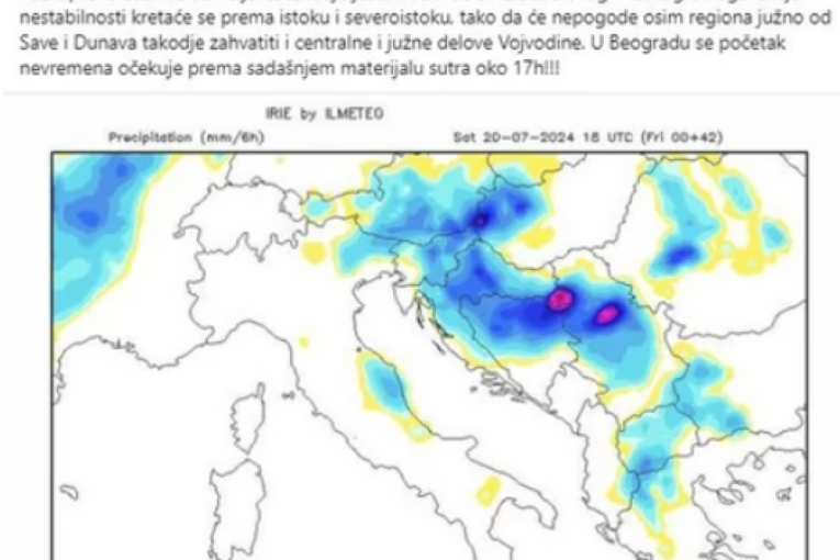 Ogroman crni oblak stiže u Srbiju! Meteorolog otkriva tačnu putanju: "Dolaze nam tri višećelijske oluje"