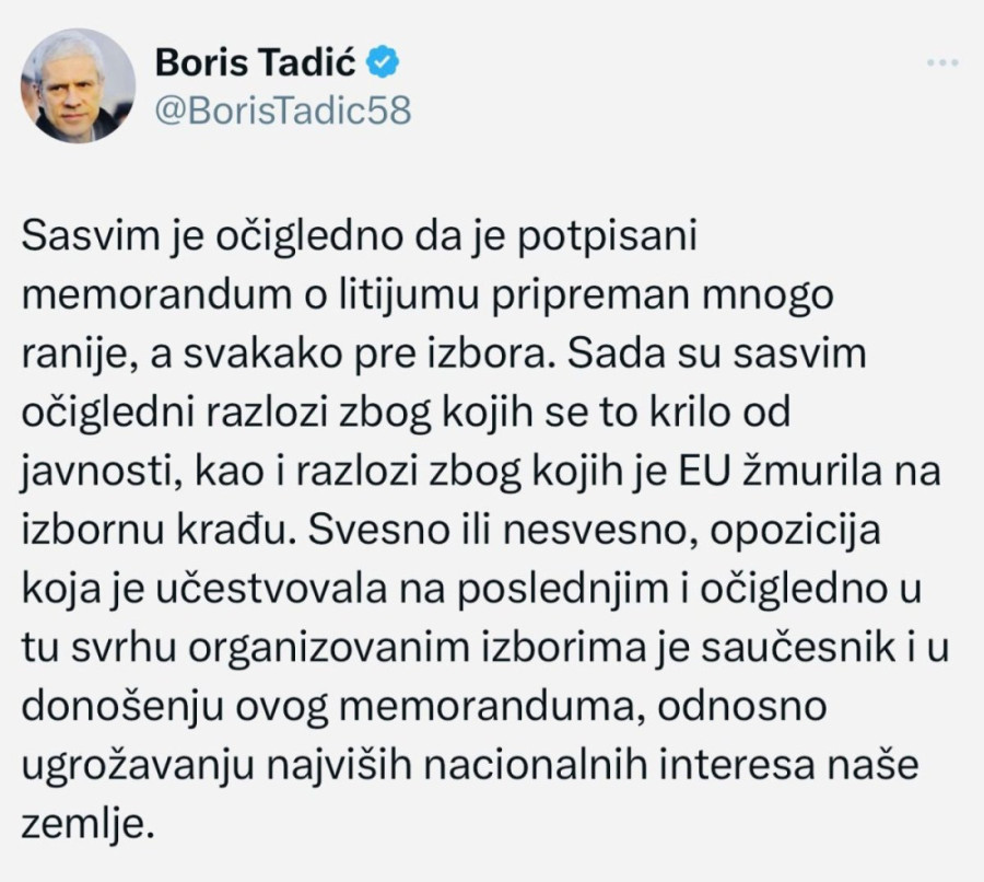 Licemer na kub: Boris Tadić doveo  Rio Tinto u Srbiju i zalagao se da kopaju litijum, a sada tvrdi da to ugrožava nacionalne interese (FOTO)