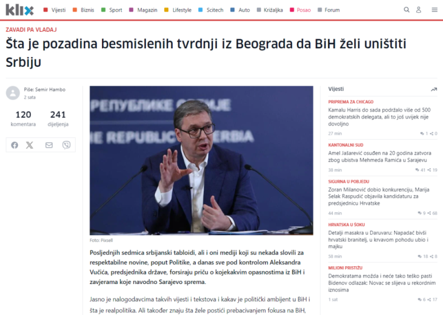 Cilj im je da unište Srbiju: Ovako sarajevski mediji vode prljavi rat protiv naše zemlje, žele da isprovociraju sukobe! (FOTO)