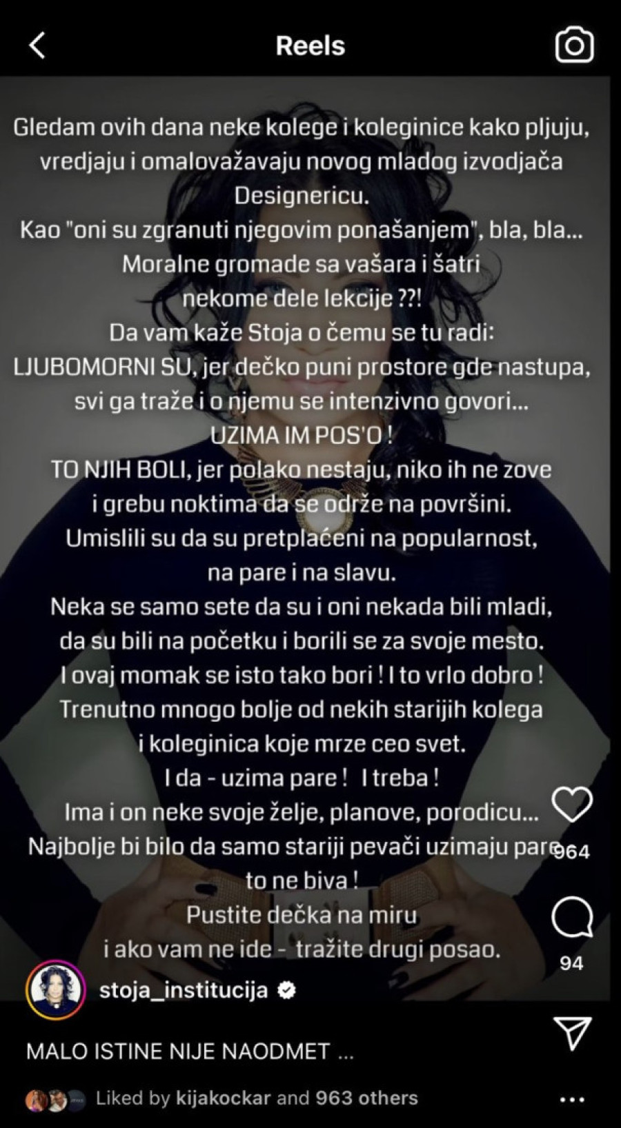 Stoja brani Desingericu, udarila na kolege: Ljubomorni ste jer nestajete, to vas boli! Nađite drugi posao